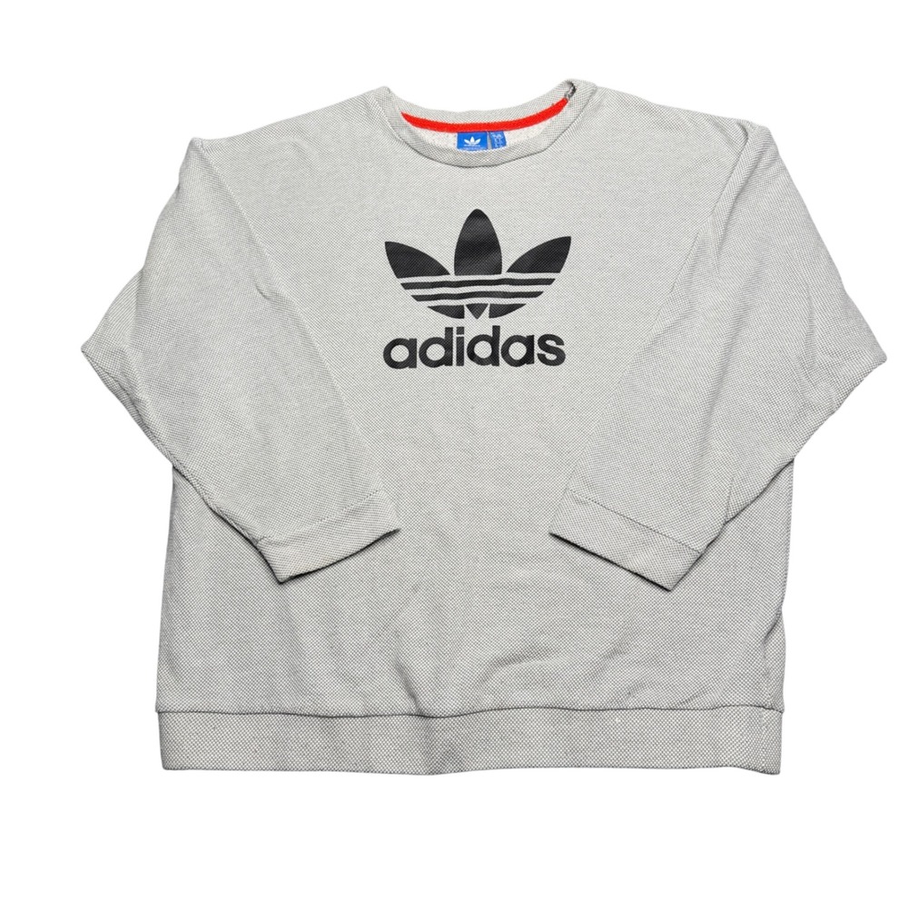 Adidas Y2K Trefoil Logo 3/4 Sleeve Sweatshirt Crewneck‎ Pullover Gray